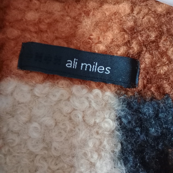 Ali Miles Women's Large Buffalo Plaid 3/4 sleeve Fuzzy Peacoat - Picture 6 of 12